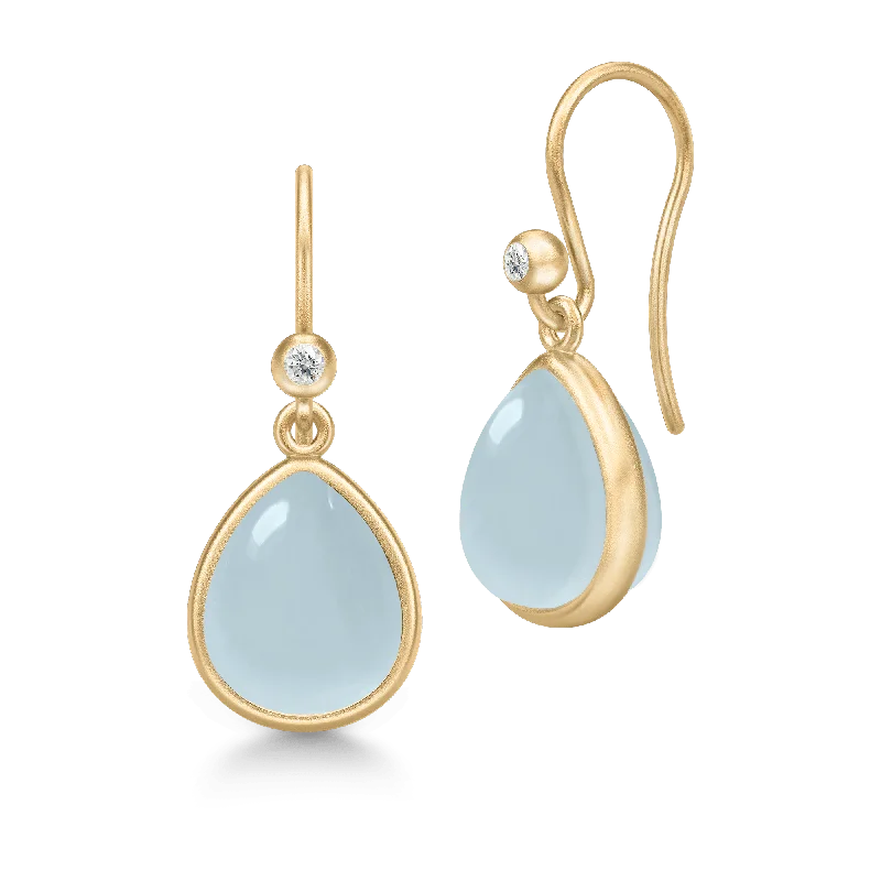 Gemstone Hoop Earrings-Paloma Aqua blue Gold Plated Earrings