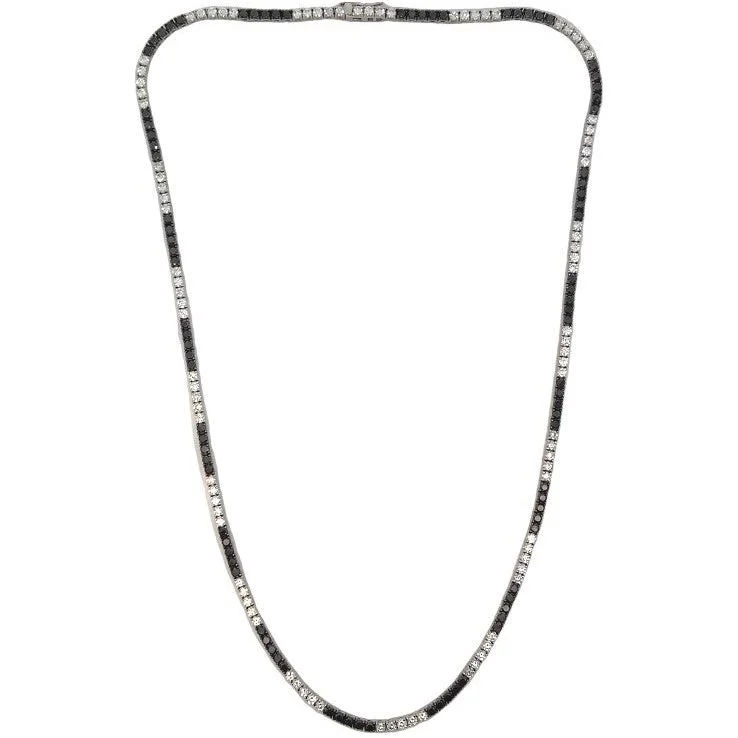 Luxury Pendant Necklaces-14K White Gold Black & White Diamond Riviera