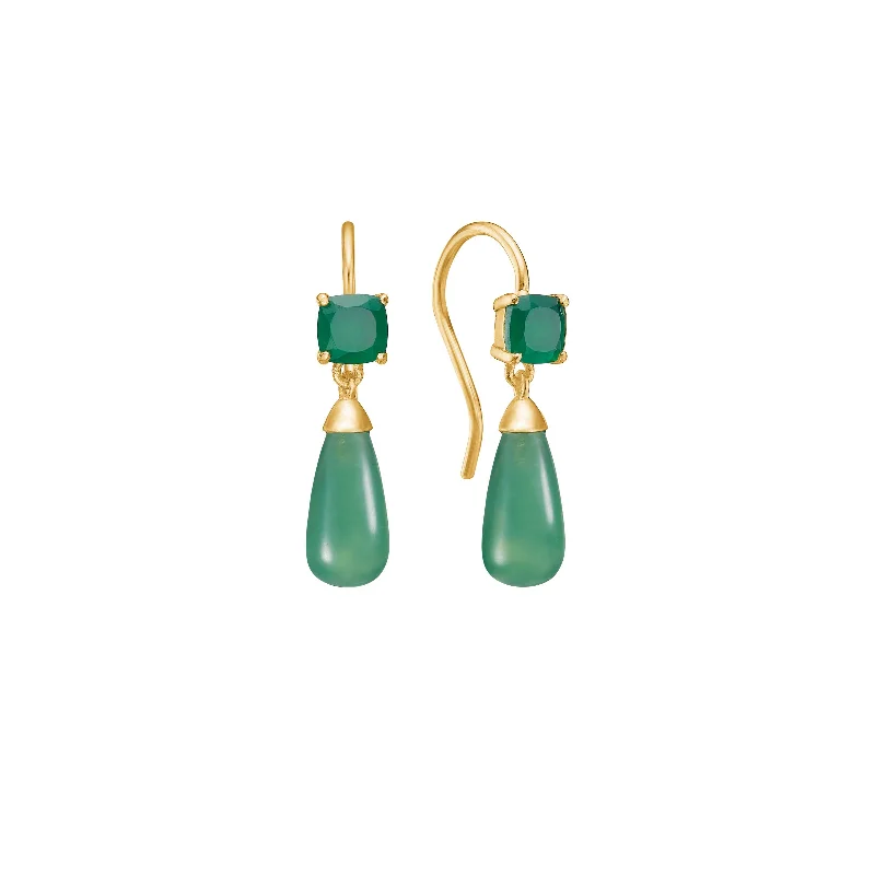 Modern Gemstone Earrings-18K Gold Plated Earrings w. Agate