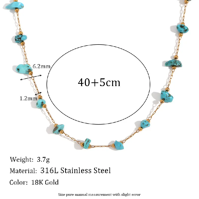 Necklace - Gold - Turquoise