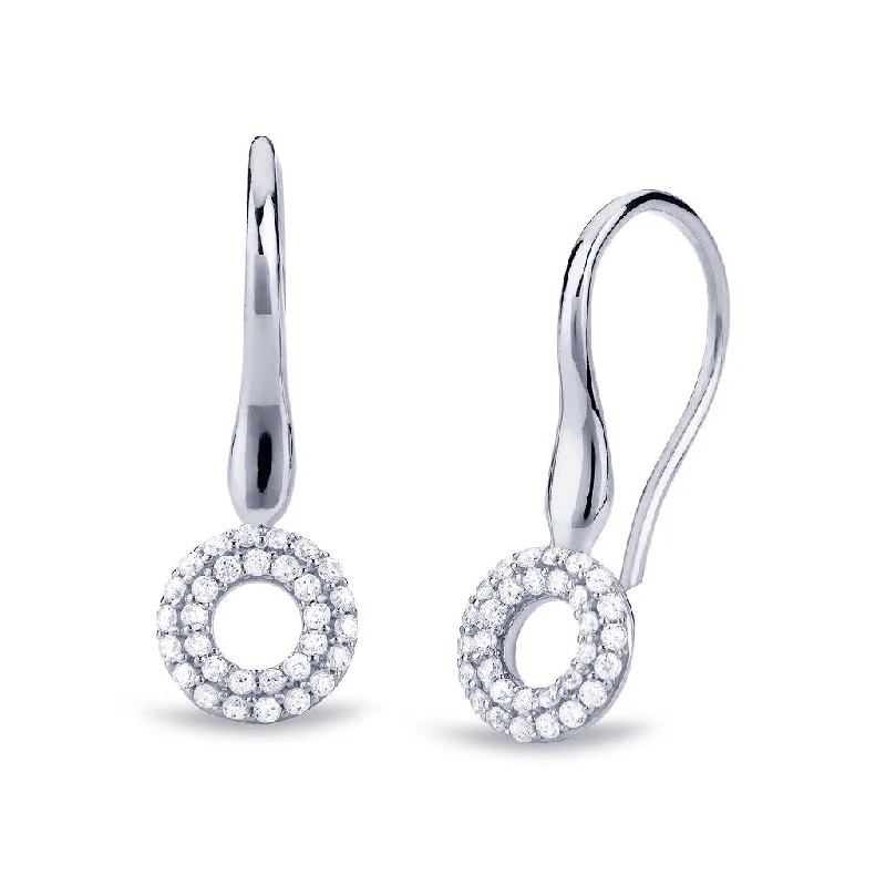 Simple Hoop Earrings for Women-Matiné 18K Whitegold Ear Hanger w. 62 Diamonds