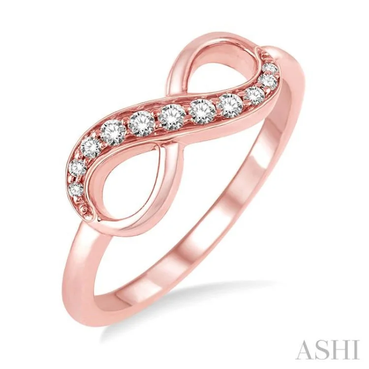 High-Quality Diamond Wedding Bands-1/6 ctw Round Cut Diamond Infinity Petite Ring in 10K Rose Gold