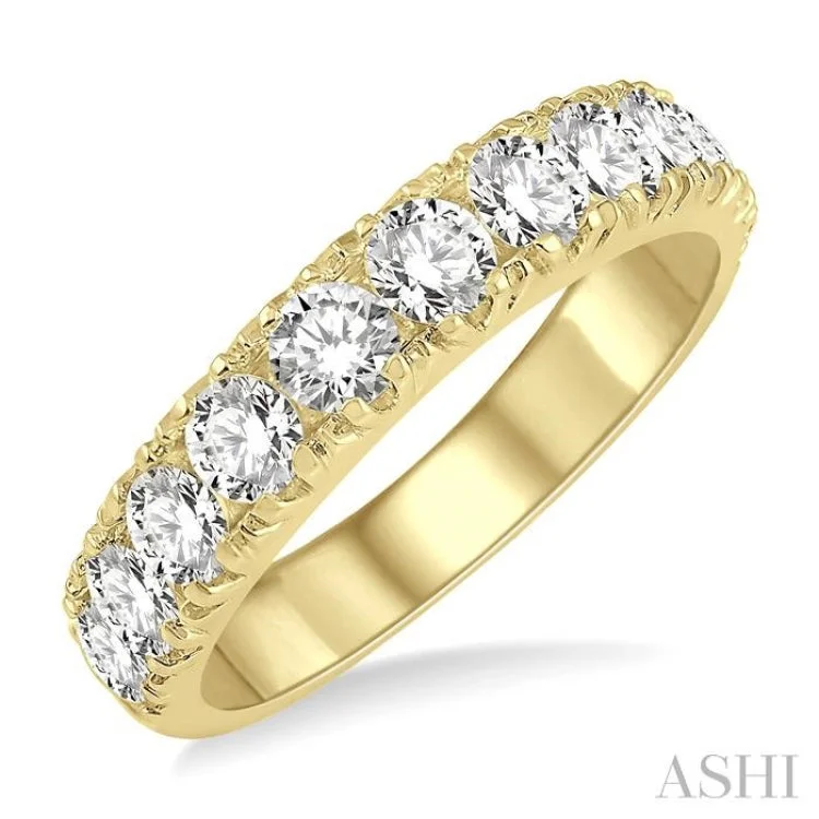 Women’s Vintage Promise Rings-2.00 ctw 11 Stone Round Cut Diamond Wedding Band in 14K Yellow Gold