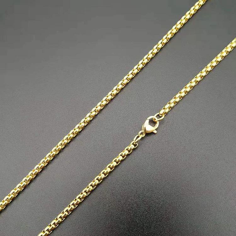 3.0 * 60cm Gold Square Pearl Chain