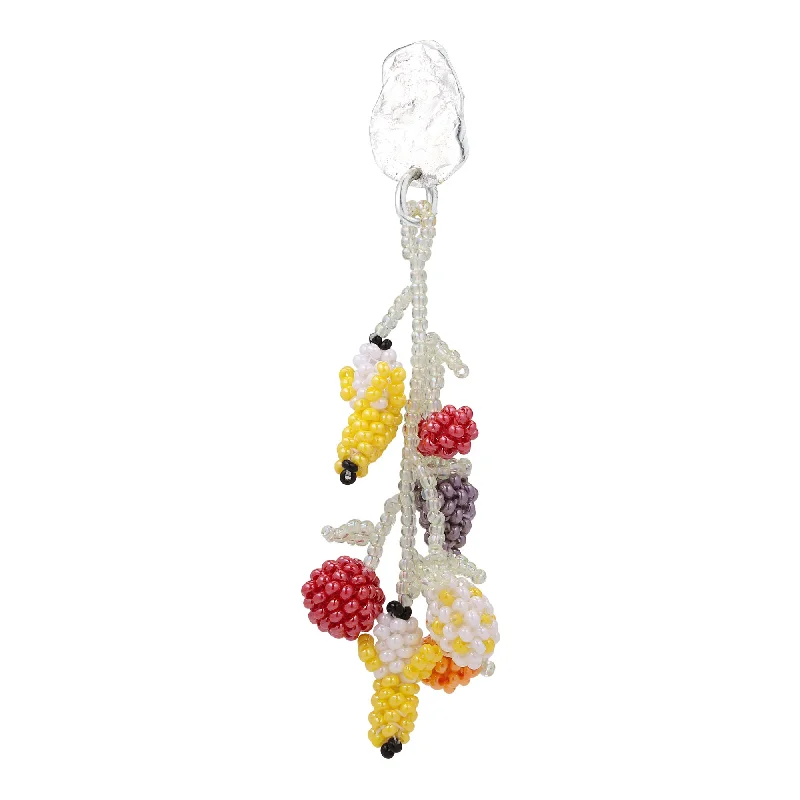 Modern Pearl Earrings-Fruit Salad Blob Earring Silver, Mixed coloured Beads