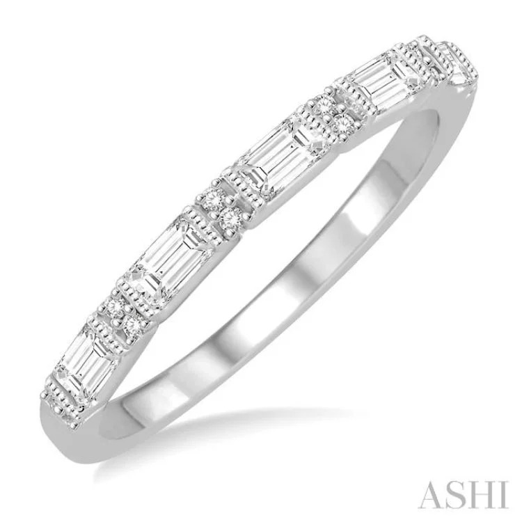 Engagement Rings with Custom Birthstones-1/3 Ctw Diamond Wedding Band in 14K White Gold