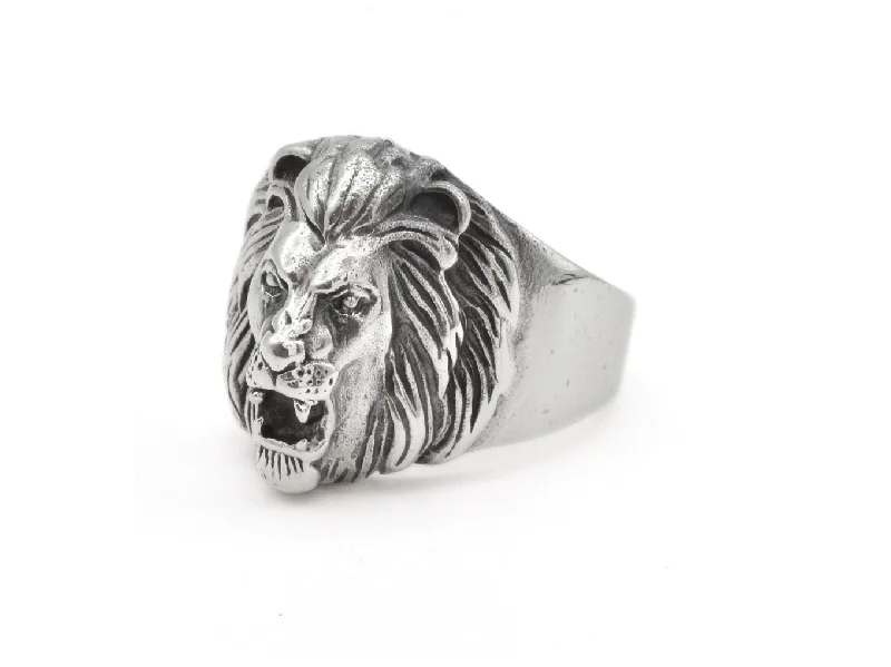 Men’s Custom Rings-Lion Head Ring - Lion Signet Ring - Silver Lion Ring