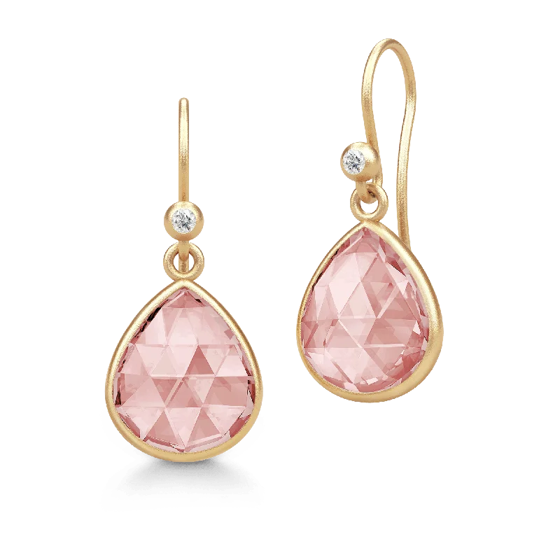 Luxury Pearl Drop Earrings-Lea Dusty Rose Gold Plated Earrings