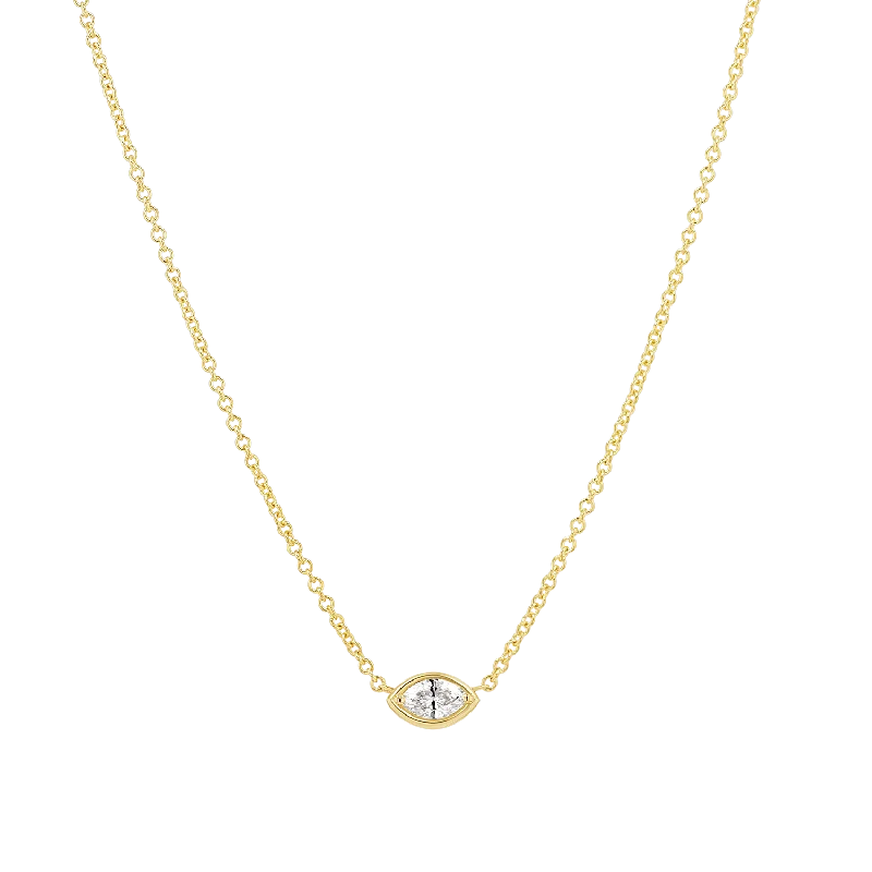 Affordable Necklaces-Marquise Diamond Solitaire Necklace