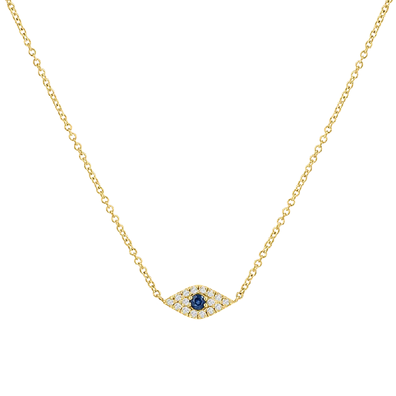 Energy Necklaces-Pave Diamond Evil Eye Necklace