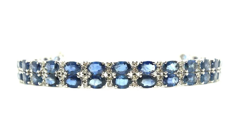 Beaded Bracelets for Healing-Double Row Sapphire & Diamond Bracelet