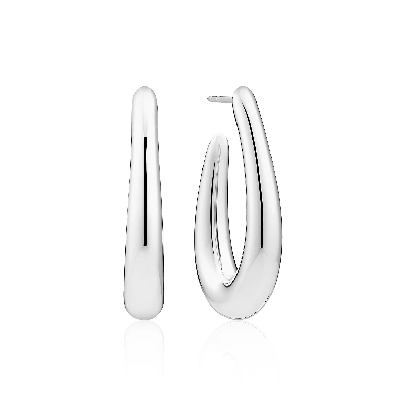 Classic Designer Earrings-Goccia Pianura Grande Silver Earrings