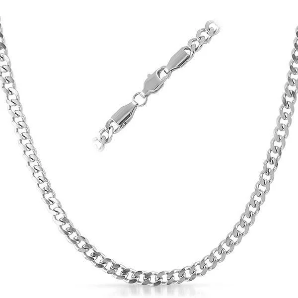 Handmade Necklaces-Cuban Stainless Steel Chain Necklace 4MM