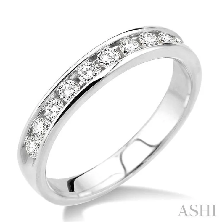 High-Quality Diamond Wedding Bands-1/2 ctw Round Cut Diamond Wedding Band in 14K White Gold