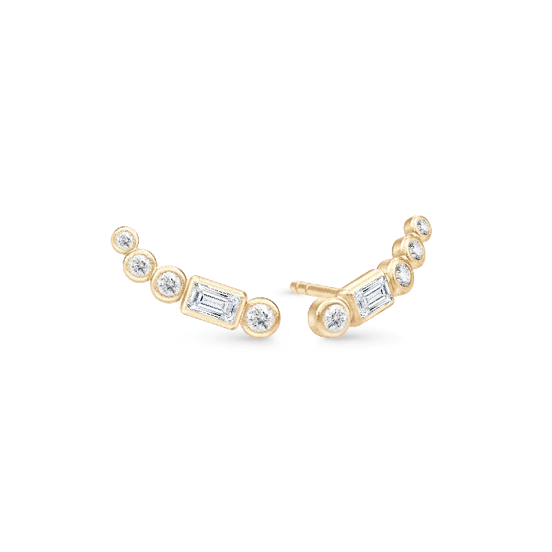 Designer Pearl Earrings-Sophia Clear Gold Plated Earstuds w. Zirconia