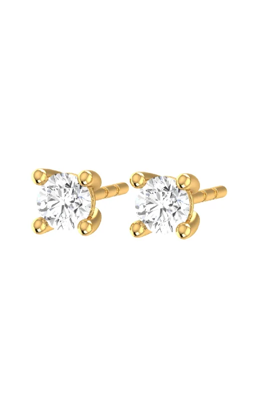 Handcrafted Drop Gemstone Earrings-Solitaire 18K Gold Earrings w. Lab-Grown Diamonds