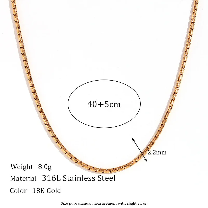 2.2mm Hammer Round Pearl Chain - Gold Necklace -40cm 5cm