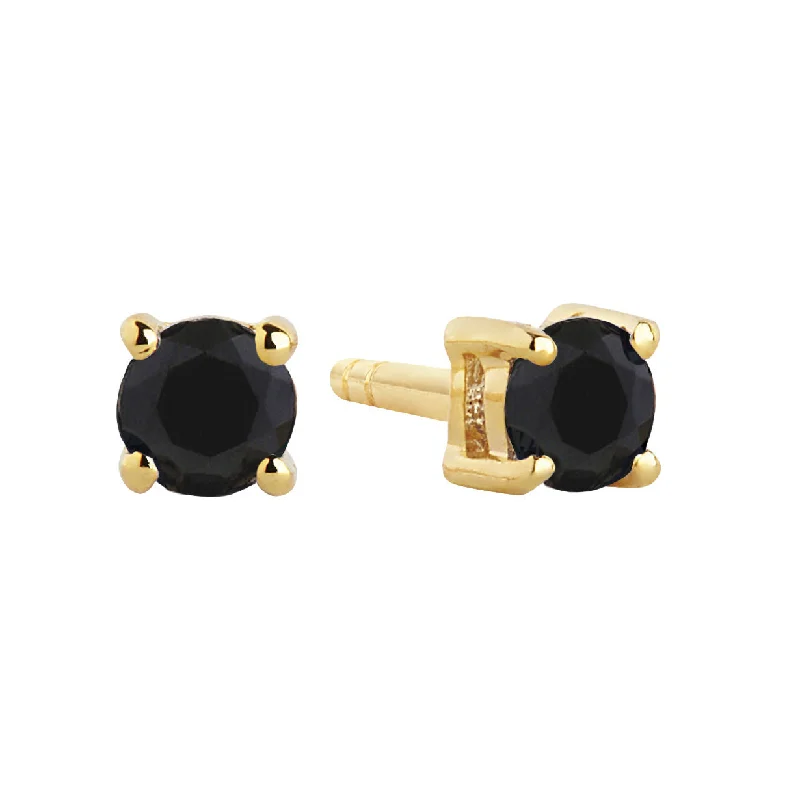 Luxury Pearl Earrings-Princess Piccolo Gold Plated Earrings w. Black Zirconias