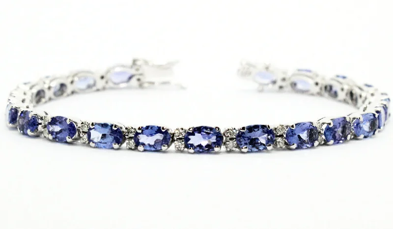 Multi-strand Bracelets for Women-Tanzanite And Diamond Tennis Bracelet Ad No.0692