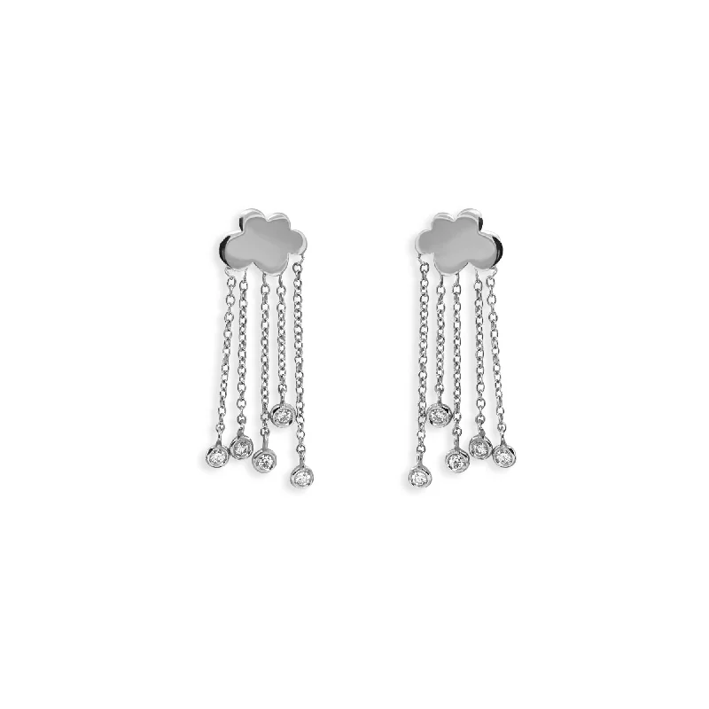 Handmade Hoop Earrings-Rain Cloud 18K Whitegold Earrings w. Diamonds