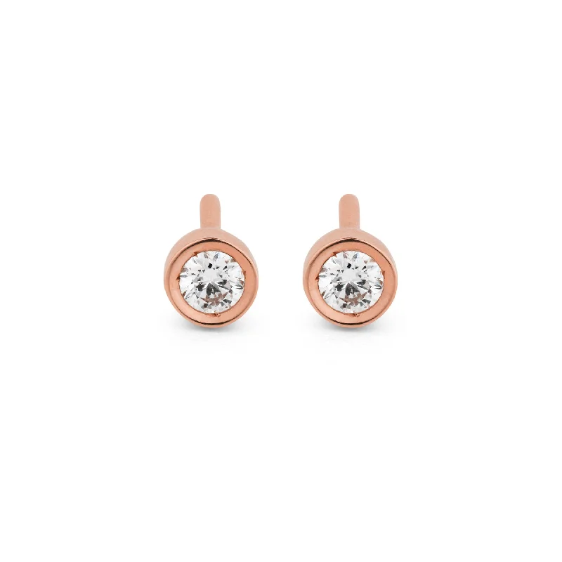 Bold Drop Earrings-Flash 18K Rosegold Earrings w. Diamonds