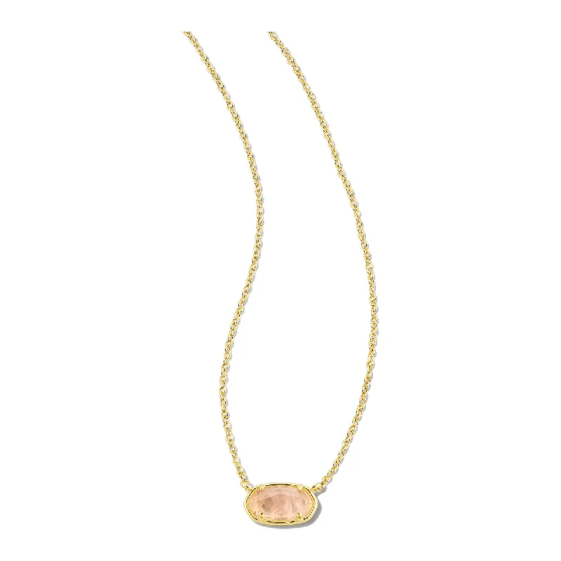 Sun Necklaces-Kendra Scott Gold Grayson Necklace in Rose Quartz