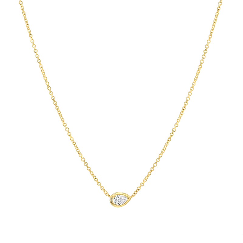 Amulet Necklaces-Pear Diamond Solitaire Necklace