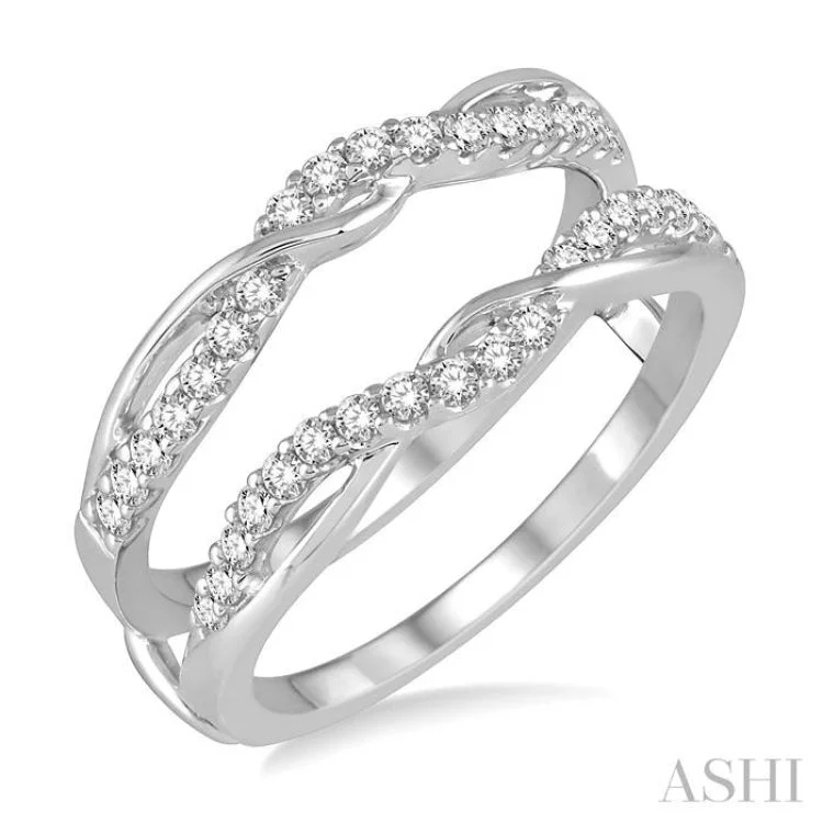 Affordable Promise Wedding Rings-3/8 ctw Round Diamond Insert Ring in 14K White Gold