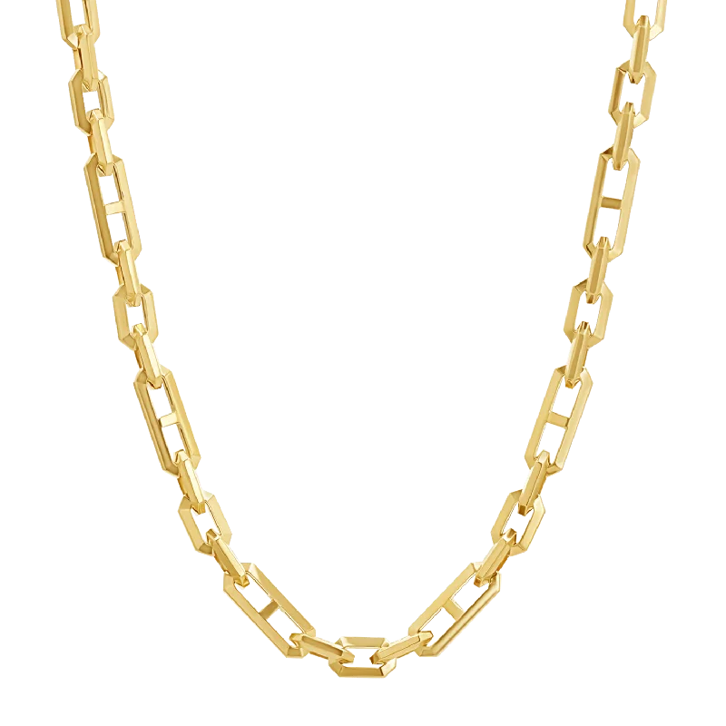 Crystal Choker Necklaces-Beveled Link Statement Chain Necklace