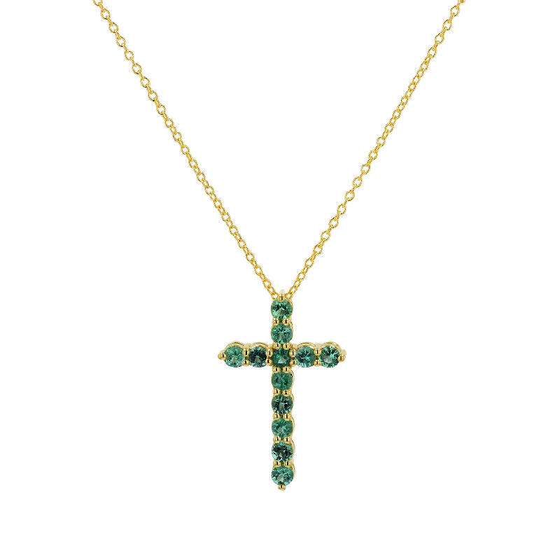 Statement Chain Necklaces-Emerald Cross Necklace