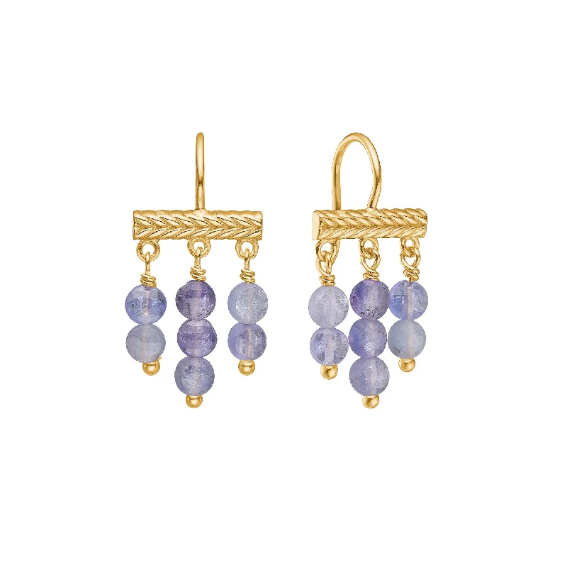 Crystal Hoop Earrings-Mirage 18K Gold Plated Earrings w. Tanzanite