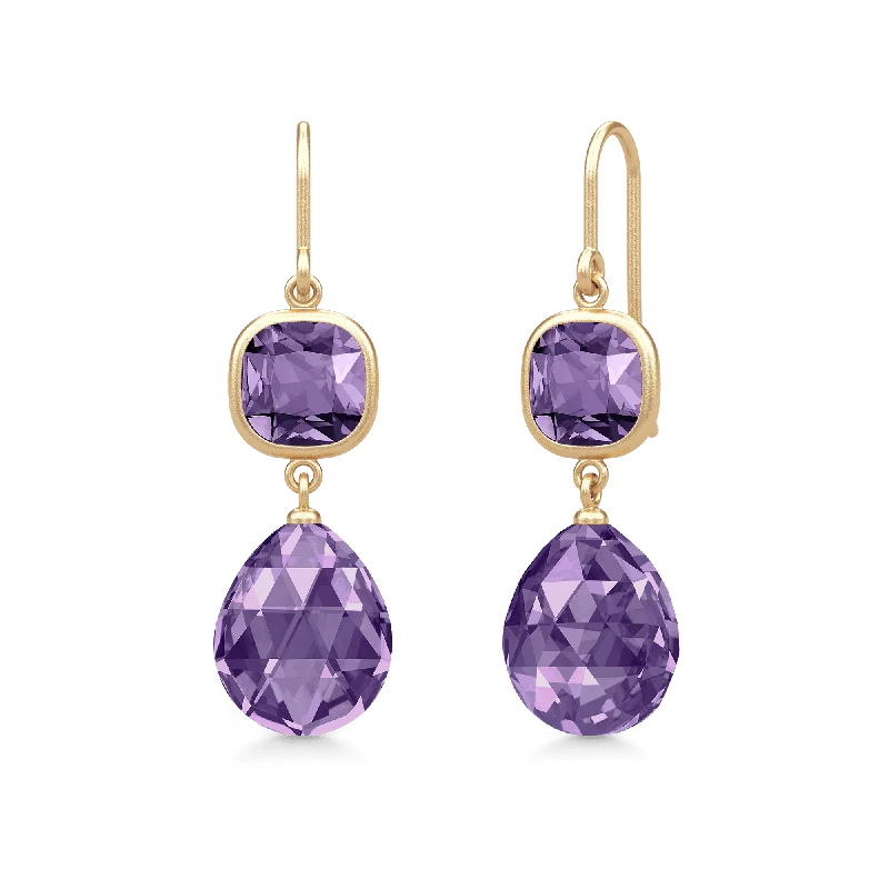 Modern Pearl Earrings-Olivia Amethyst Gold Plated Earrings