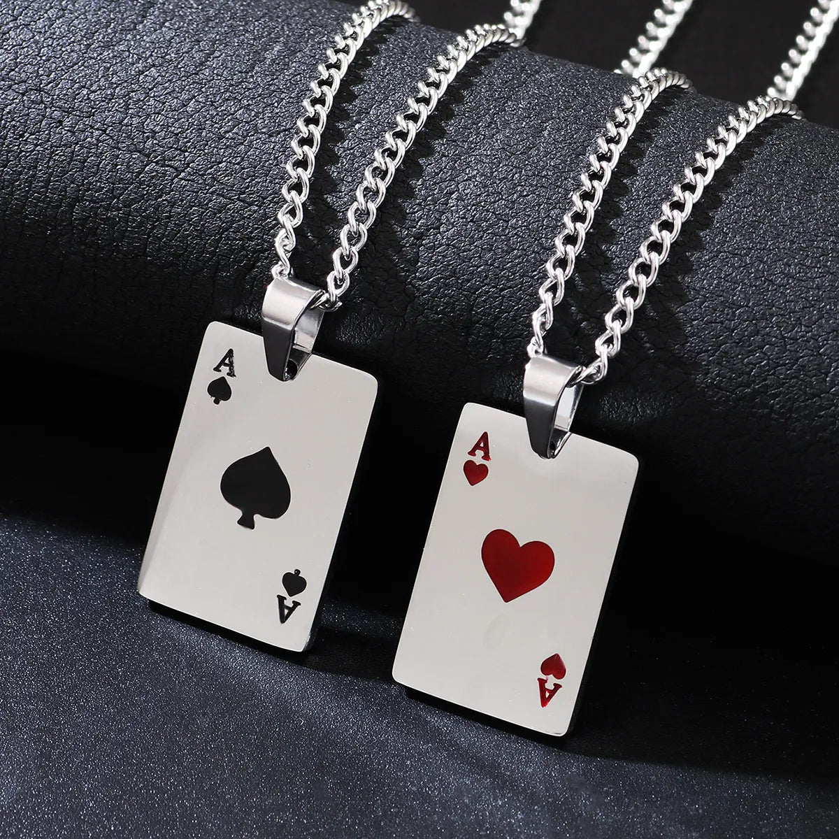 Pearl Necklaces-Hip-Hop Poker Stainless Steel Alloy Titanium Steel Plating Unisex Pendant Necklace Long Necklace