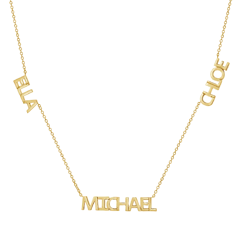 Custom Name Necklaces-Multi Block Letter Name Necklace