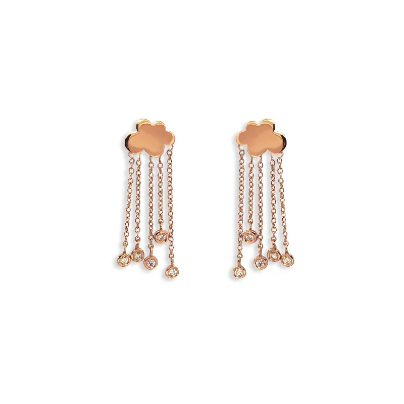 Dazzling Silver Drop Earrings-Rain Cloud 18K Rosegold Earrings w. Diamonds