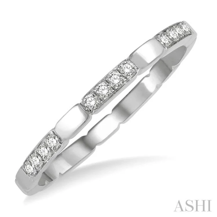 Wedding Rings for Couples-1/10 ctw Round Cut Diamond Block Stackable Ring in 14K White Gold