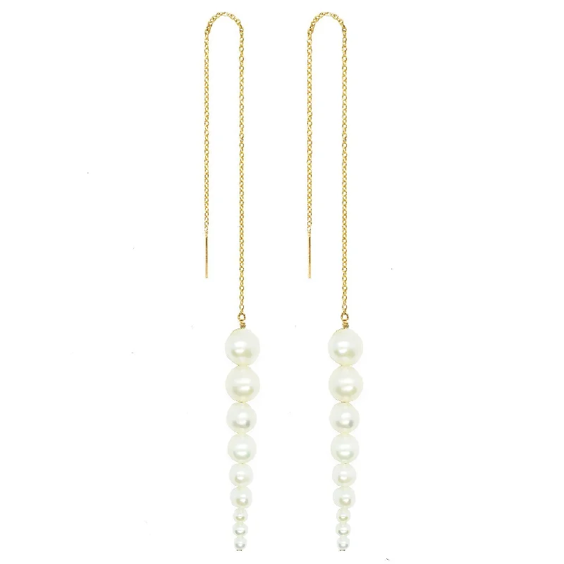 Silver and Gold Earrings-Pointy Pearl Gold Plated Earrings w. Pearl