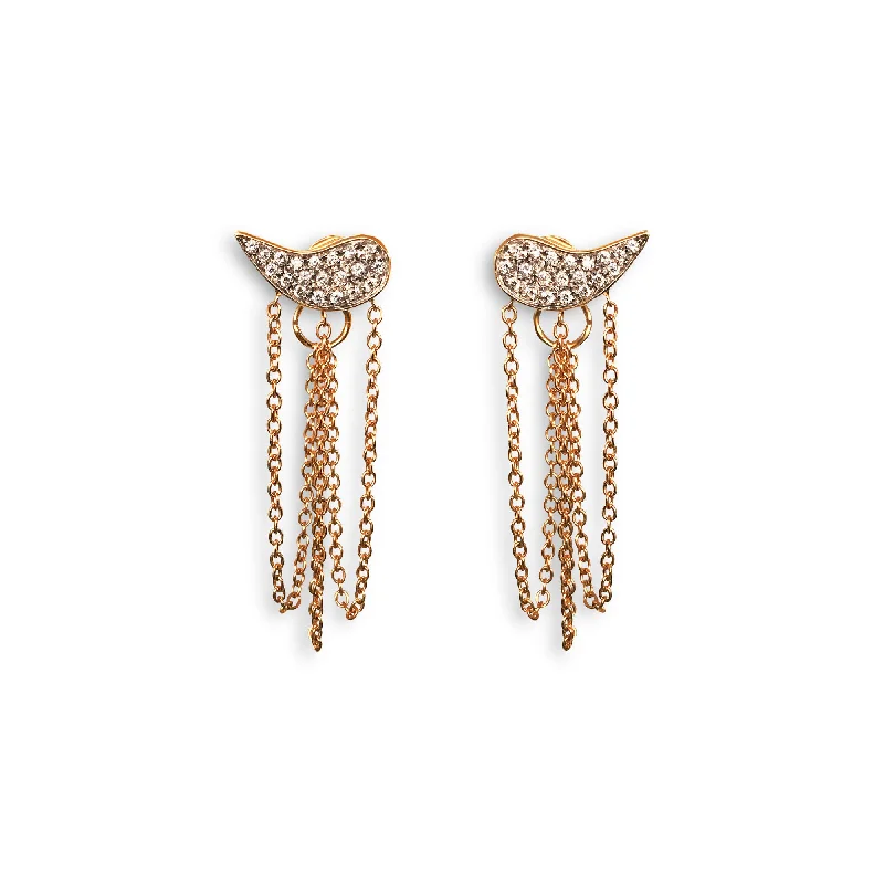 Modern Silver Earrings-Drip Drop 18K Rosegold Earrings w. Diamonds