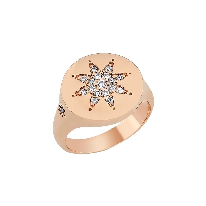 Custom Rose Gold Engagement Rings-VENUS STAR GOLD DIAMOND RING