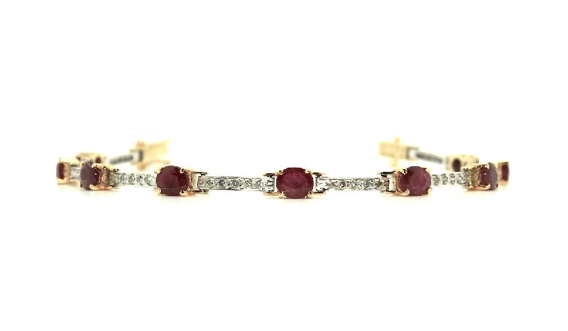 Silver Charm Bracelets for Girls-Ruby And Diamond Hot-cake Bracelet / Item Code: BR 5