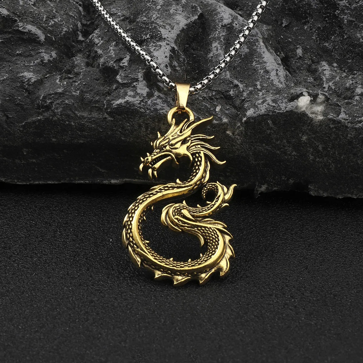 Designer Silver Necklaces-Hip-Hop Dragon Zinc Alloy Plating Men'S Pendant Necklace