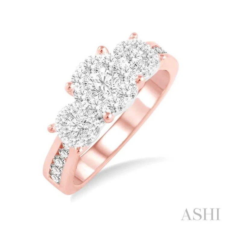 Custom Diamond Promise Rings-1/2 ctw Lovebright Round Cut Diamond Ring in 14K Rose and White Gold