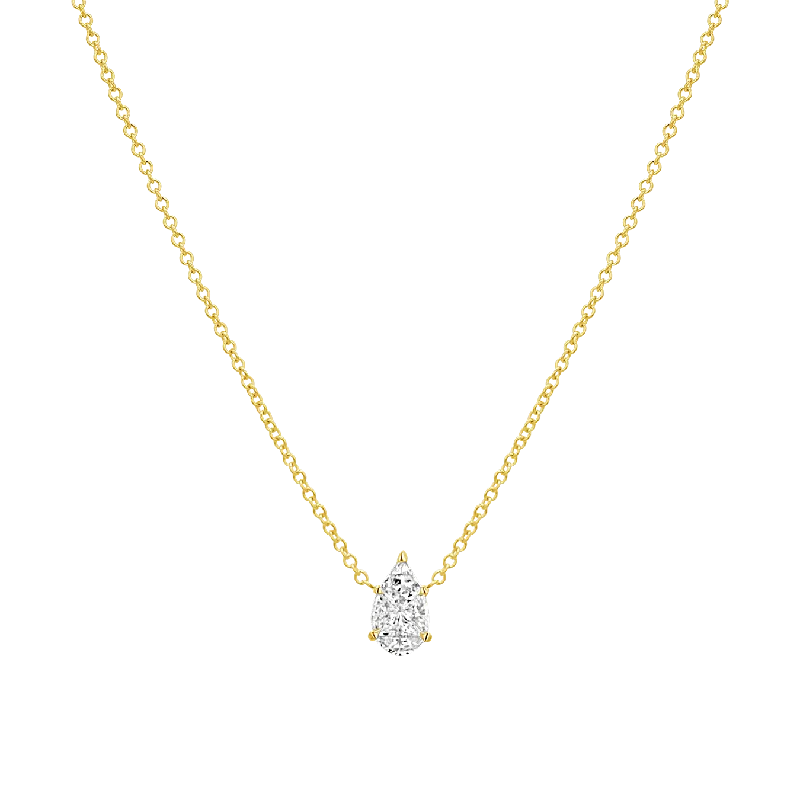 Heart Necklaces-Pear Shape Illusion Set Diamond Necklace