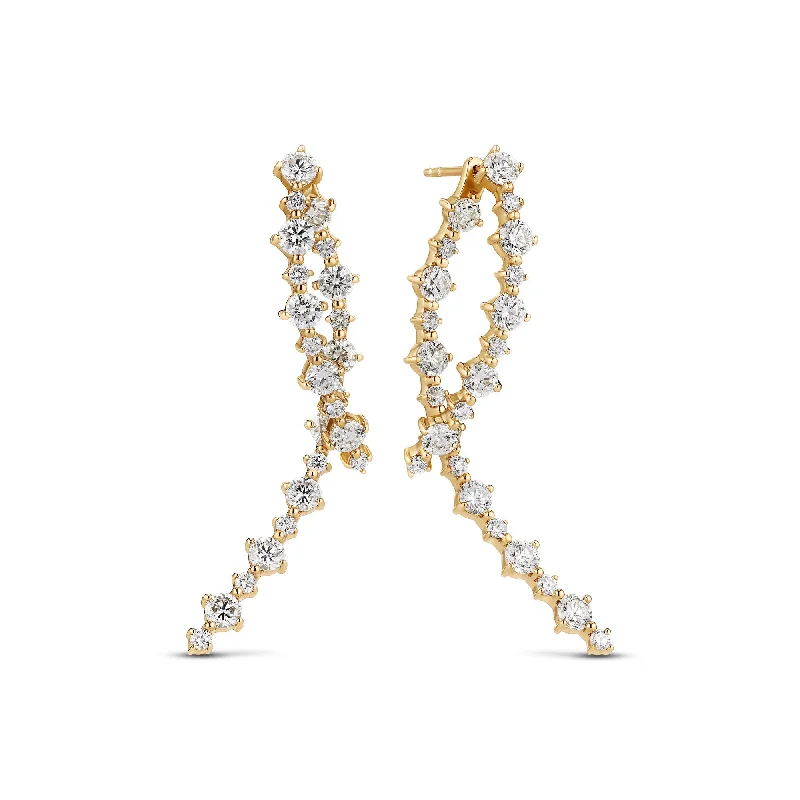 Luxury Gemstone Earrings-Brina Lungo 14K Gold Earrings w. Lab-Grown Diamonds