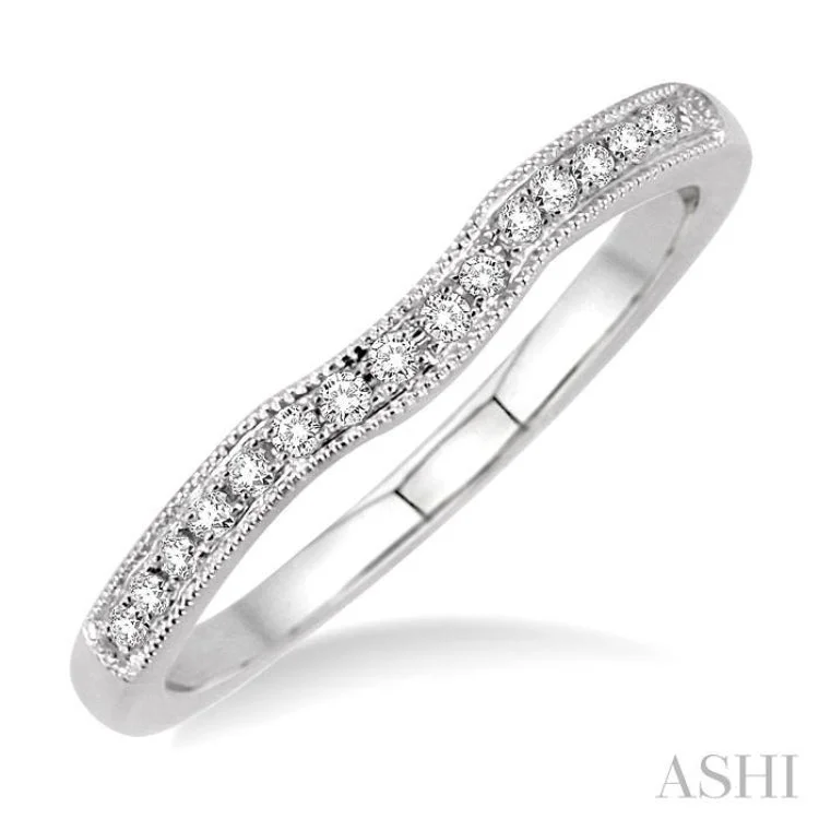 Designer Custom Engagement Rings-1/10 Ctw Round Cut Diamond Matching Wedding Band in 14K White Gold