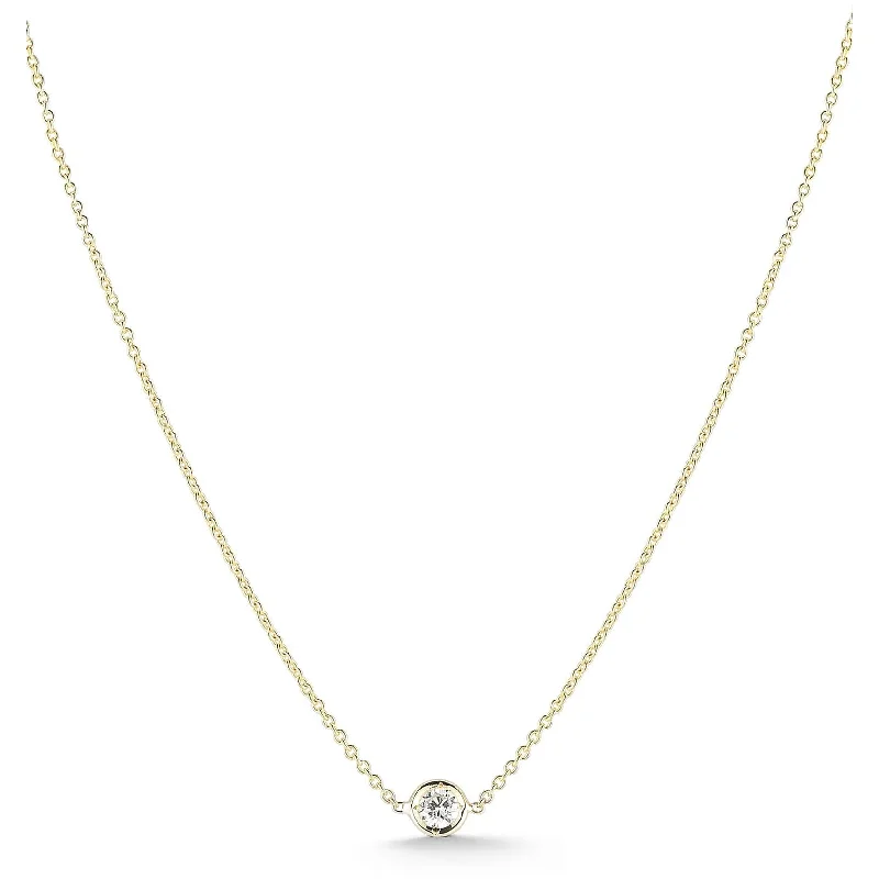 Vintage Silver Necklaces-Roberto Coin 18K Yellow Gold Bezel Diamond Necklace