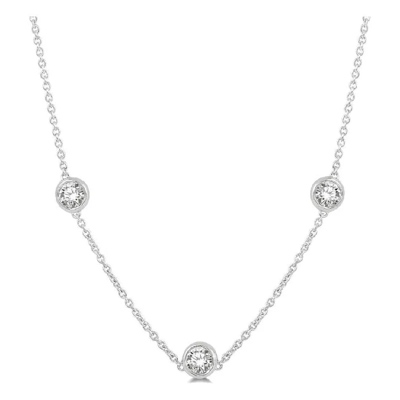 Swarovski Crystal Necklaces-14K White Gold Bezel 2cttw Diamond Station Necklace