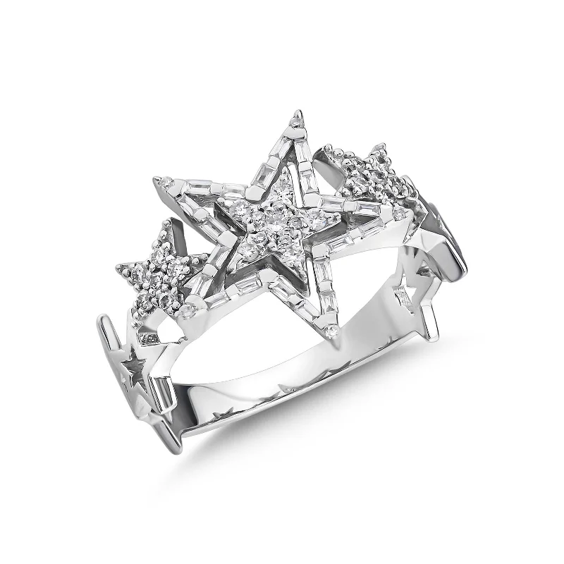 Classic Engagement Ring Styles-SIRIUS STAR GOLD DIAMOND RING