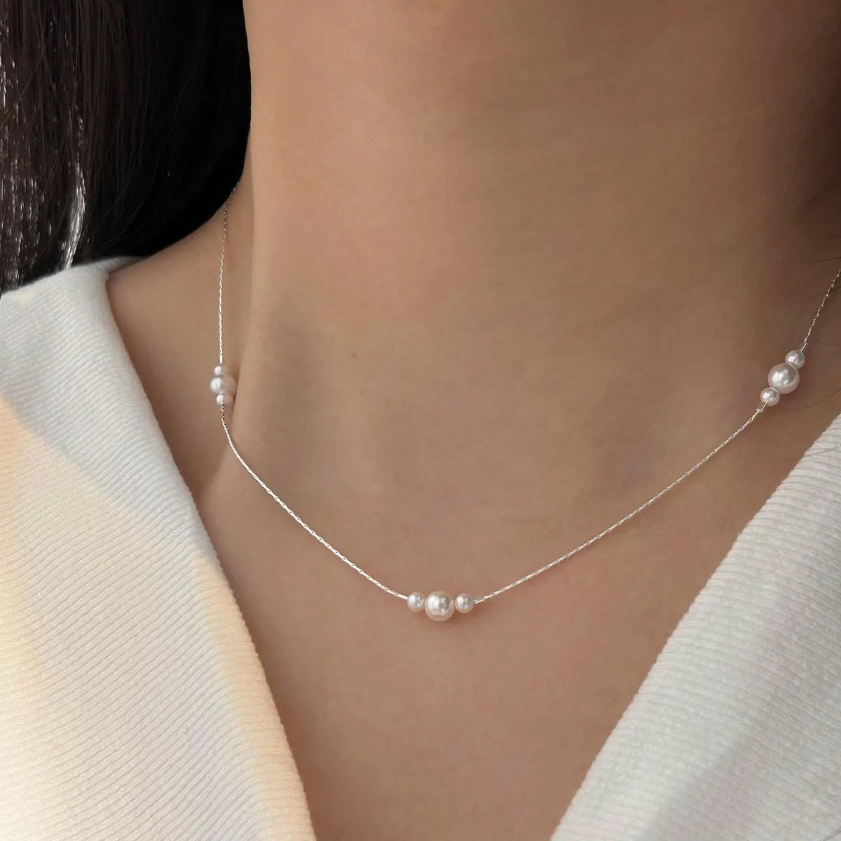 Luxury Pendant Necklaces-Sterling Silver Plating Geometric Pearl Necklace