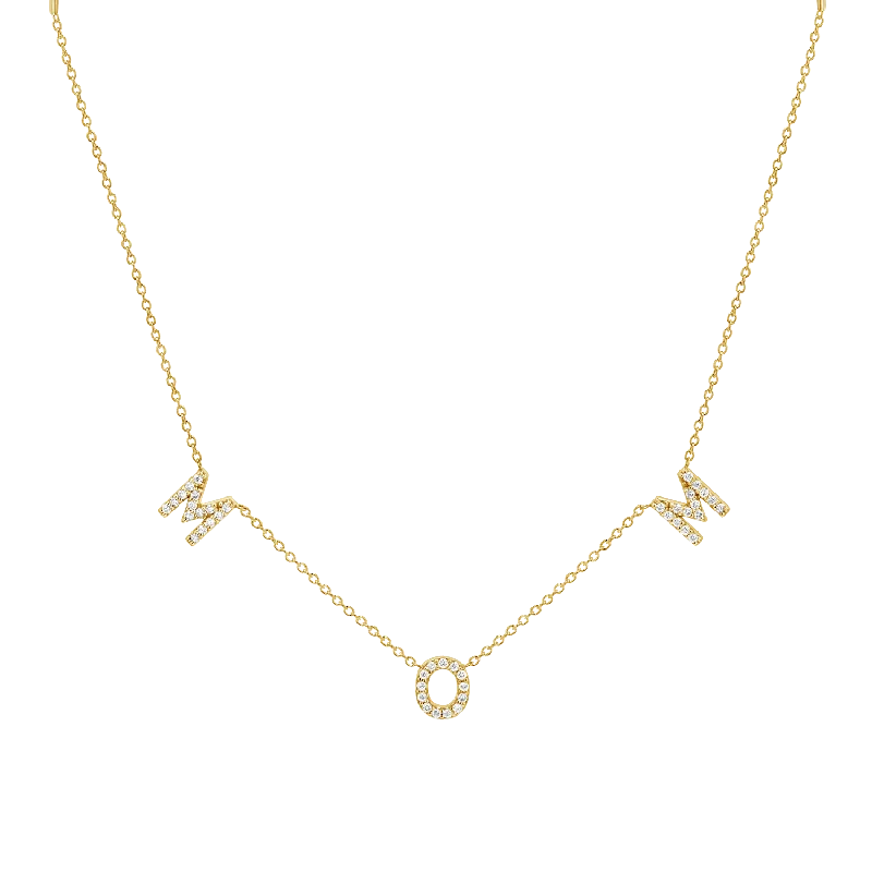 Trendy Necklaces-Diamond Spaced MOM Necklace